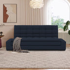Sofá Cama Matrimonial Multifunción cojín de Respaldo Reversible  Sofá Cama Convertible 2 Portavasos Azul