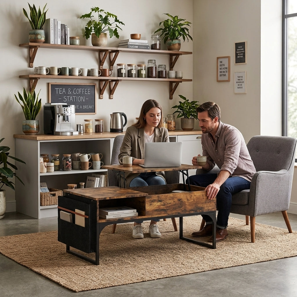 Mesa de Centro Elevable con Almacenamiento