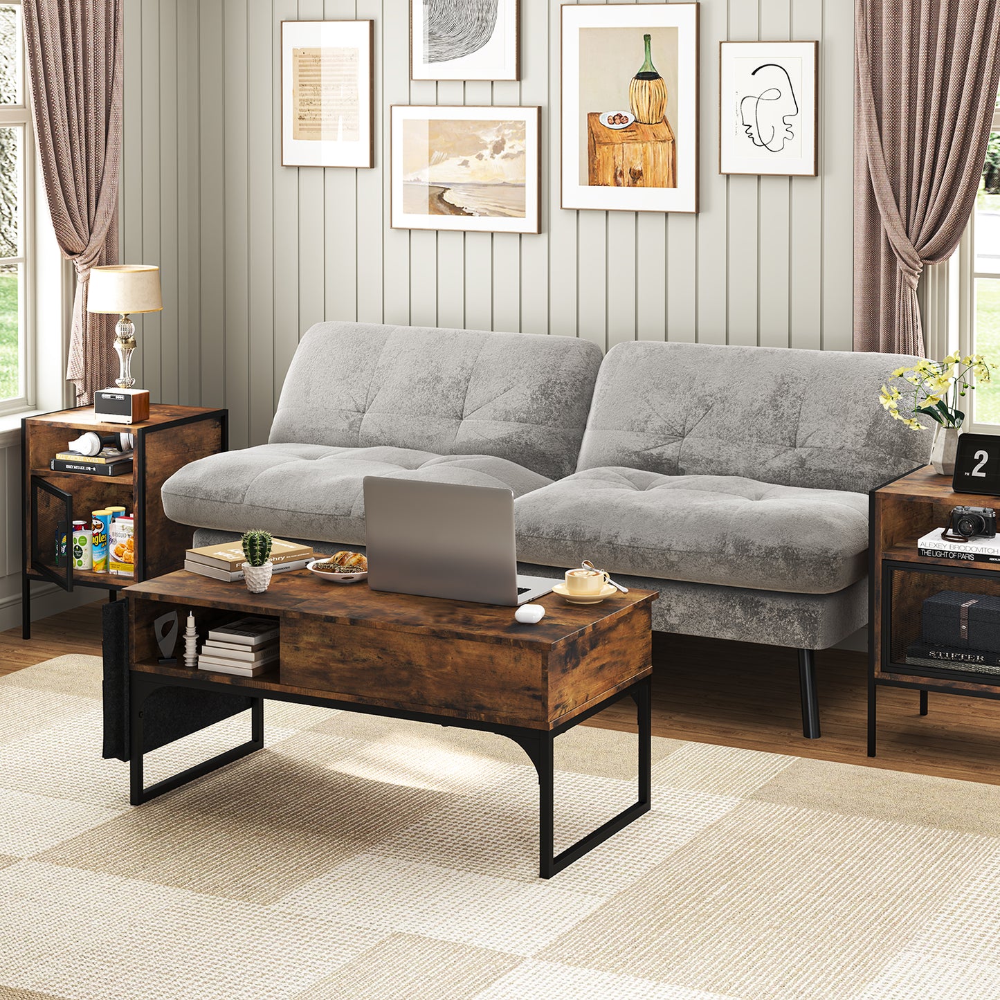 Mesa de Centro Elevable con Almacenamiento
