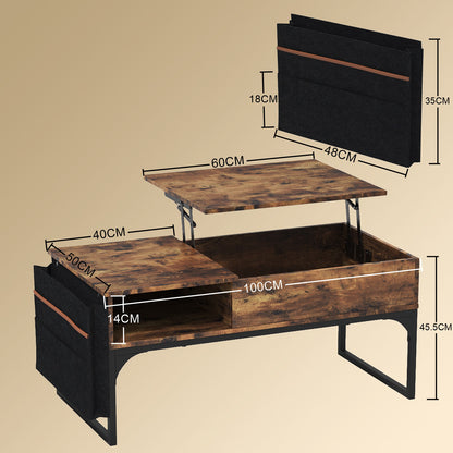 Mesa de Centro Elevable con Almacenamiento