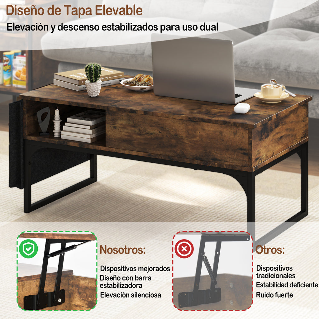 Mesa de Centro Elevable con Almacenamiento