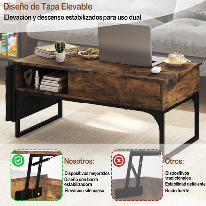 Mesa de Centro Elevable con Almacenamiento