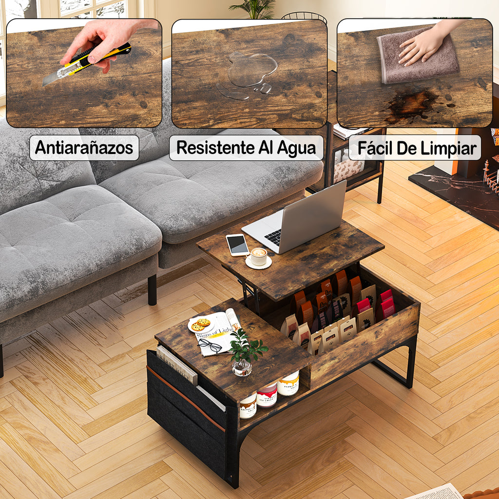 Mesa de Centro Elevable con Almacenamiento