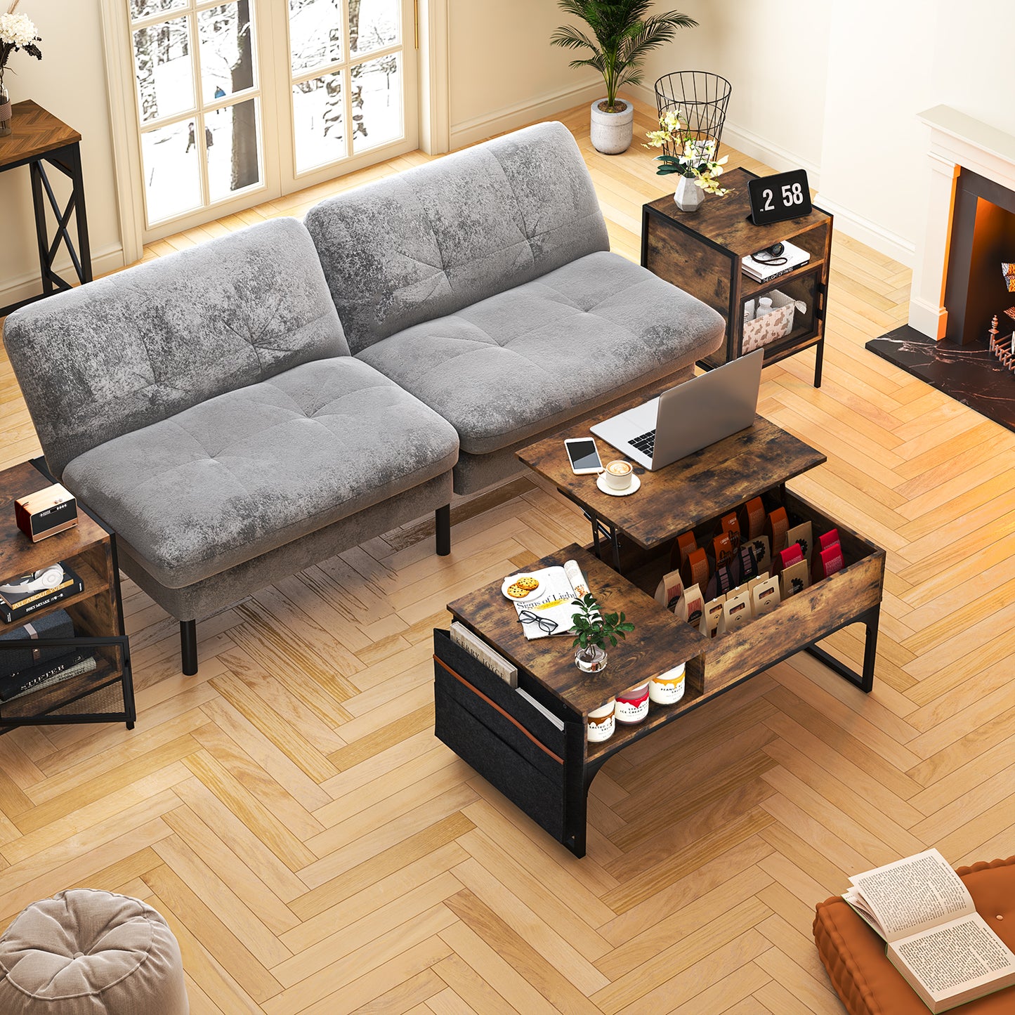 Mesa de Centro Elevable con Almacenamiento
