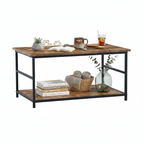 Mesa de Centro de Dos Niveles con Almacenamiento Ajustable Vintage