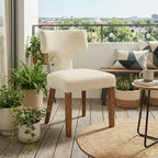 Cyber Homemake ● Silla de Comedor Moderna de Pana a Rayas 2 piezas (Beige)