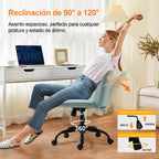 Silla de Oficina Cómoda con Respaldo Medio Ajustable y Giratoria Color Verde Menta