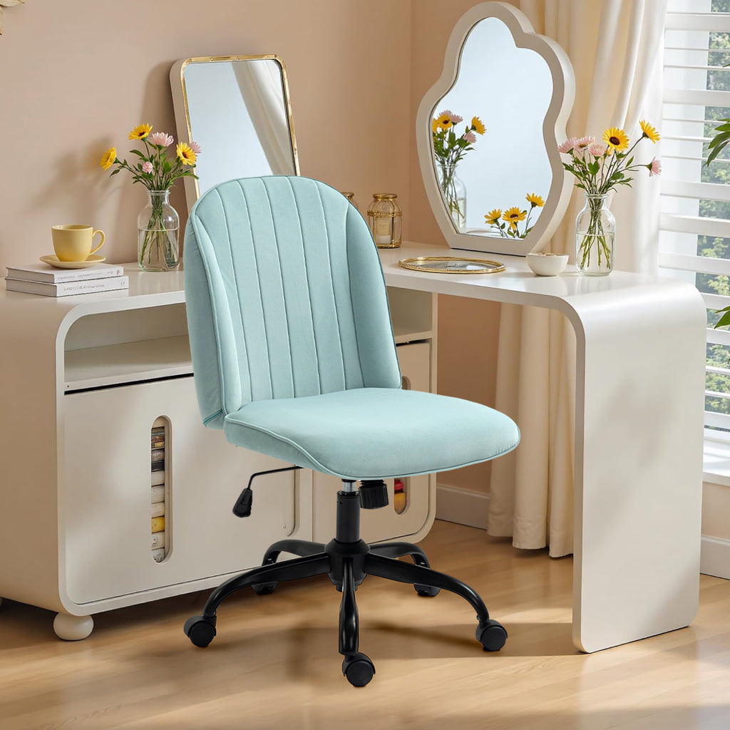 Silla de Oficina Cómoda con Respaldo Medio Ajustable y Giratoria Color Verde Menta