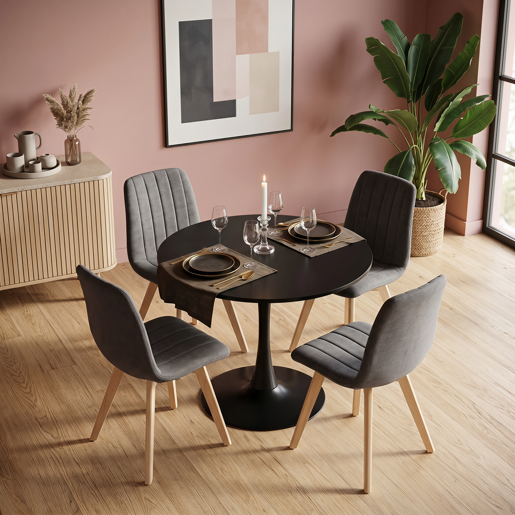 Mesa de Comedor Redonda Pequeña Eames de 2 a 4 Plazas Color Negro