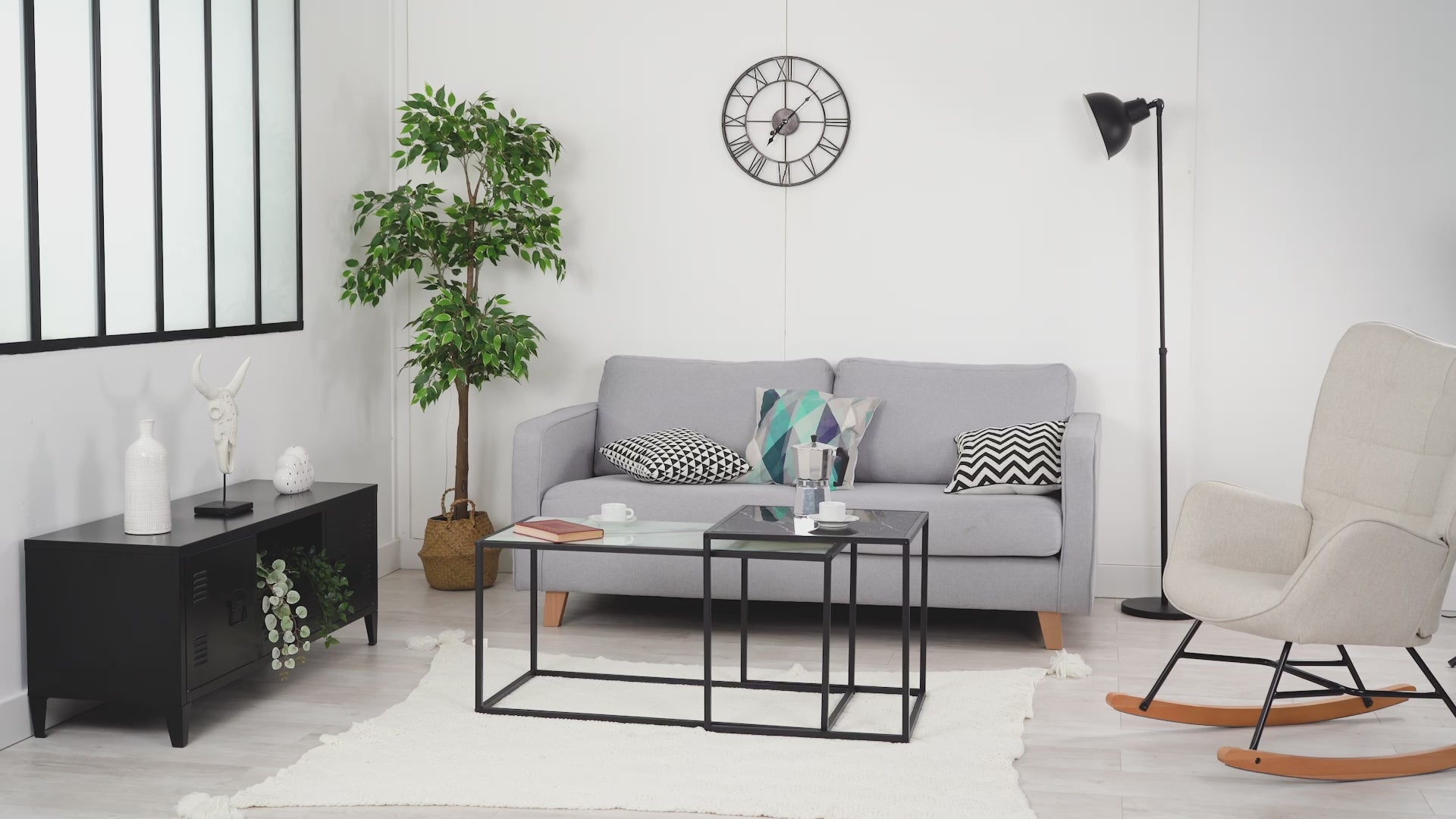 Juego de 2 Mesas de Centro en Blanco y Negro