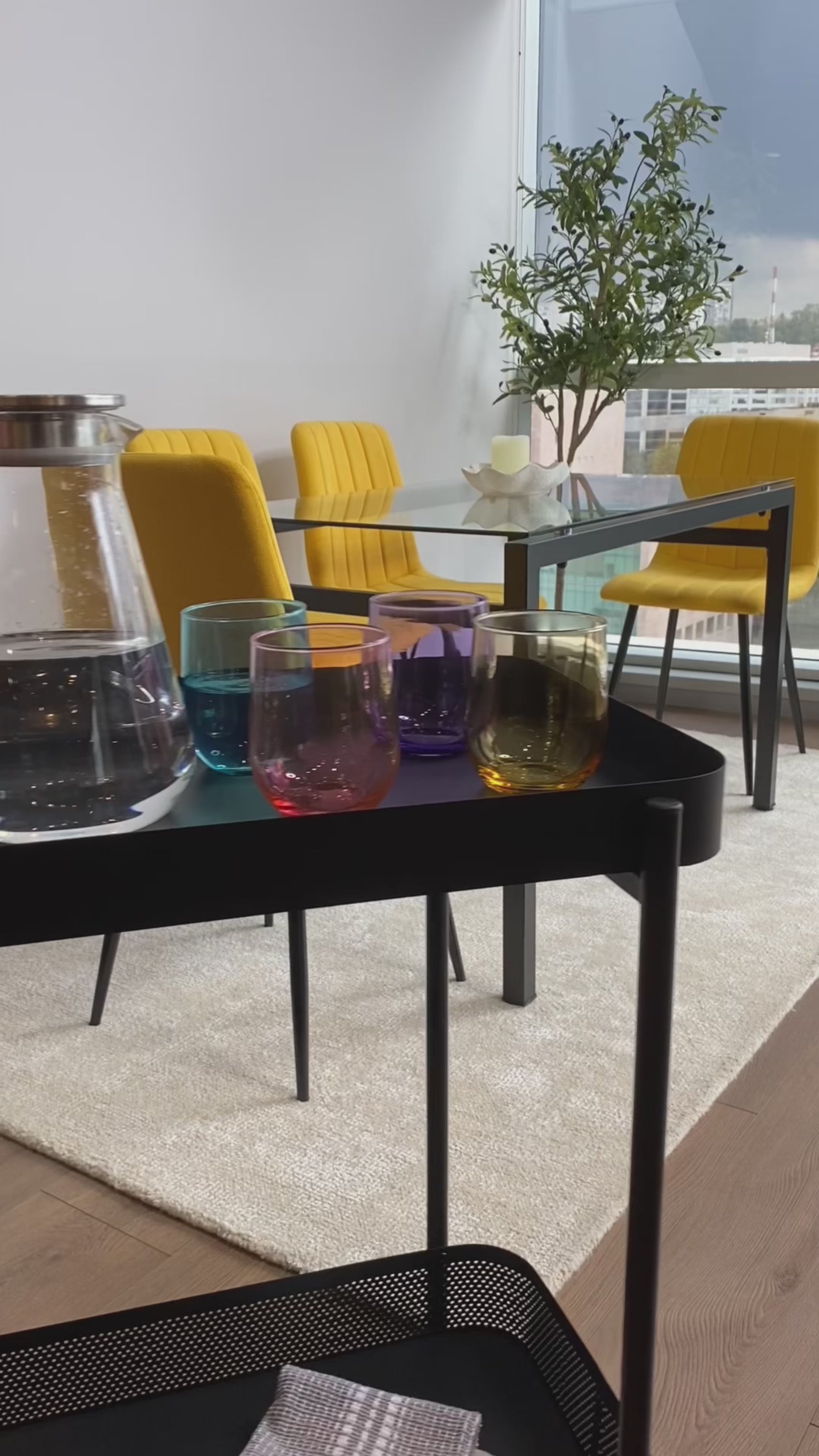 Juego de 4 Sillas para Comedor Amarillo