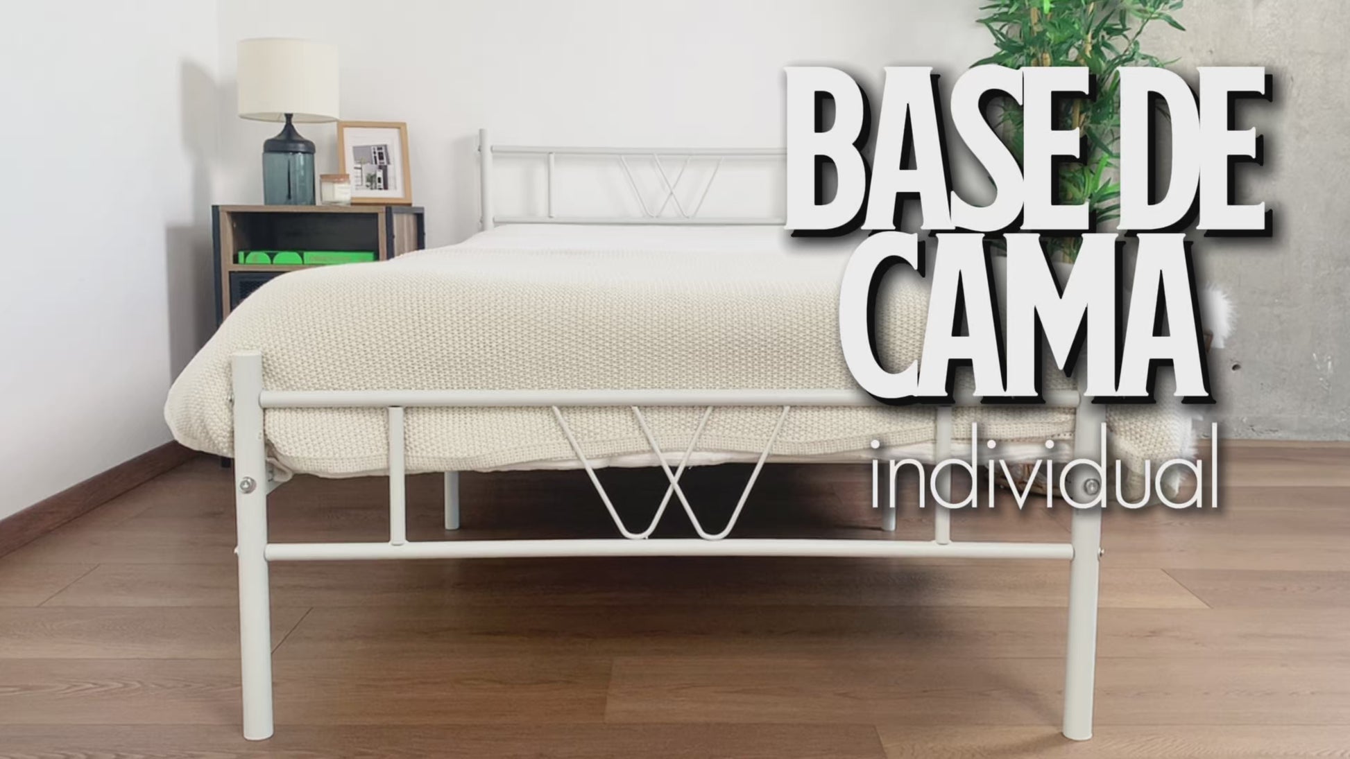 Cama Individual Estructura de Metal 197 x 99 x 80 cm Capacidad de Carga 110 Kg (Blanco)