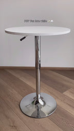 Mesa de Bar Redonda de 60 cm Altura Ajustable Rotación de 360° Base Cromada Blanco