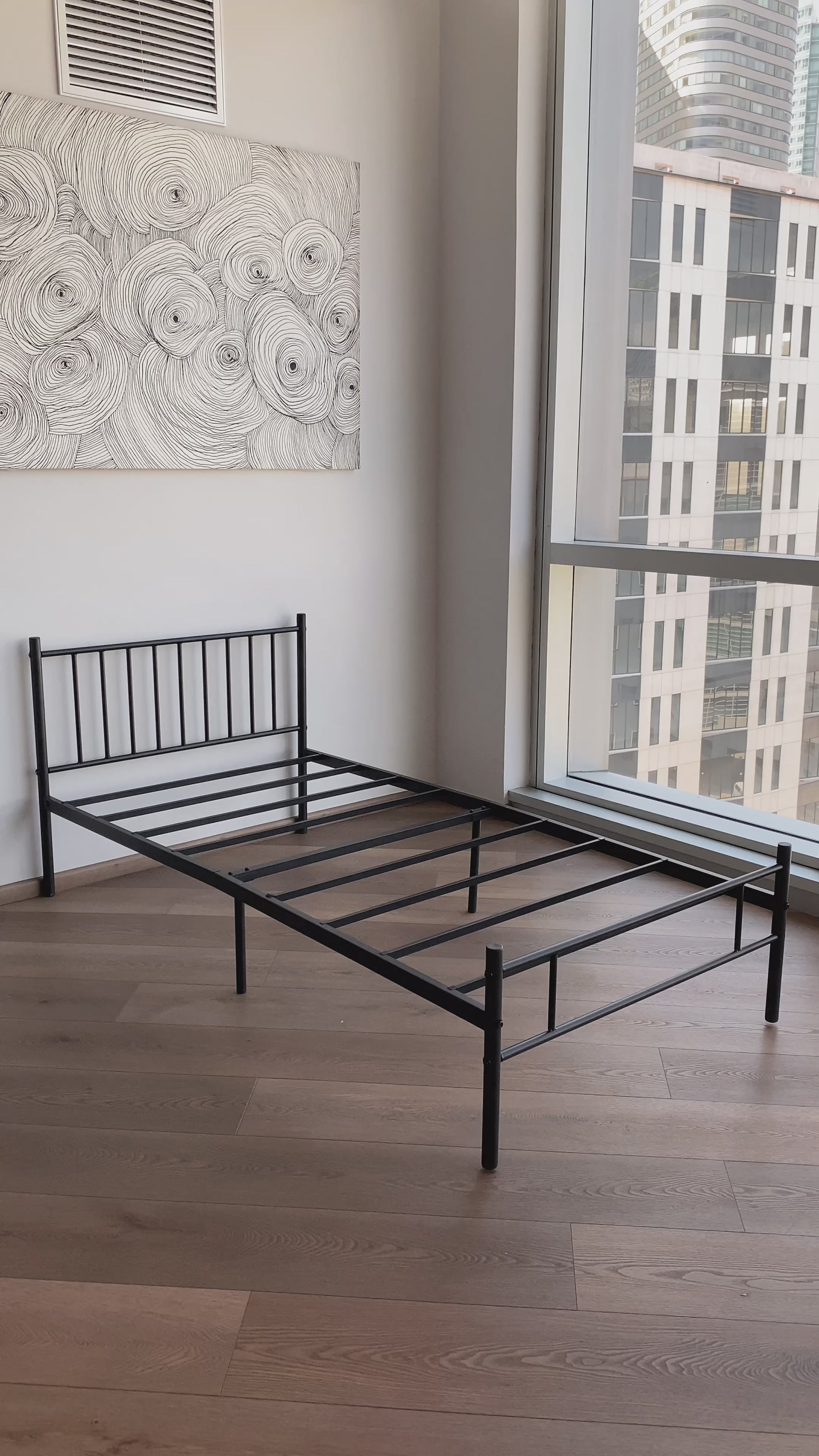 Cama Individual Moderna de Metal Sin Colchón 197 X 99 cm Negro