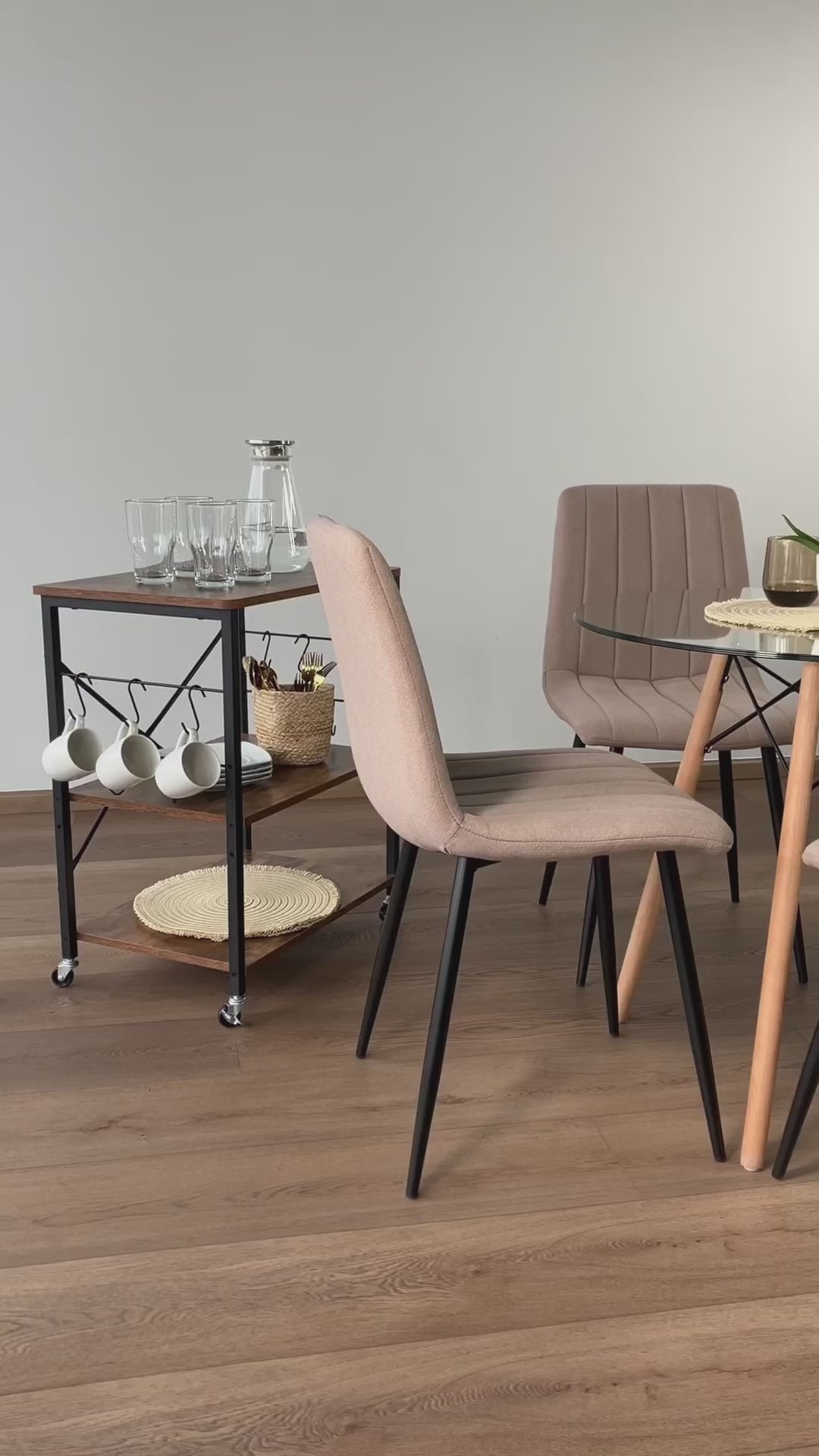 Juego de 4 Sillas para Comedor Beige