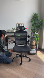 Silla de Oficina Ergonómica con Respaldo Alto Soporte Lumbar Ajustable Altura de Inclinación y Reposabrazos Negro