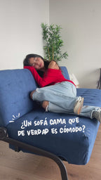 Sofá Cama Moderno con Respaldo Ajustable en 3 Ángulos y Estructura de Muelles (Azul)
