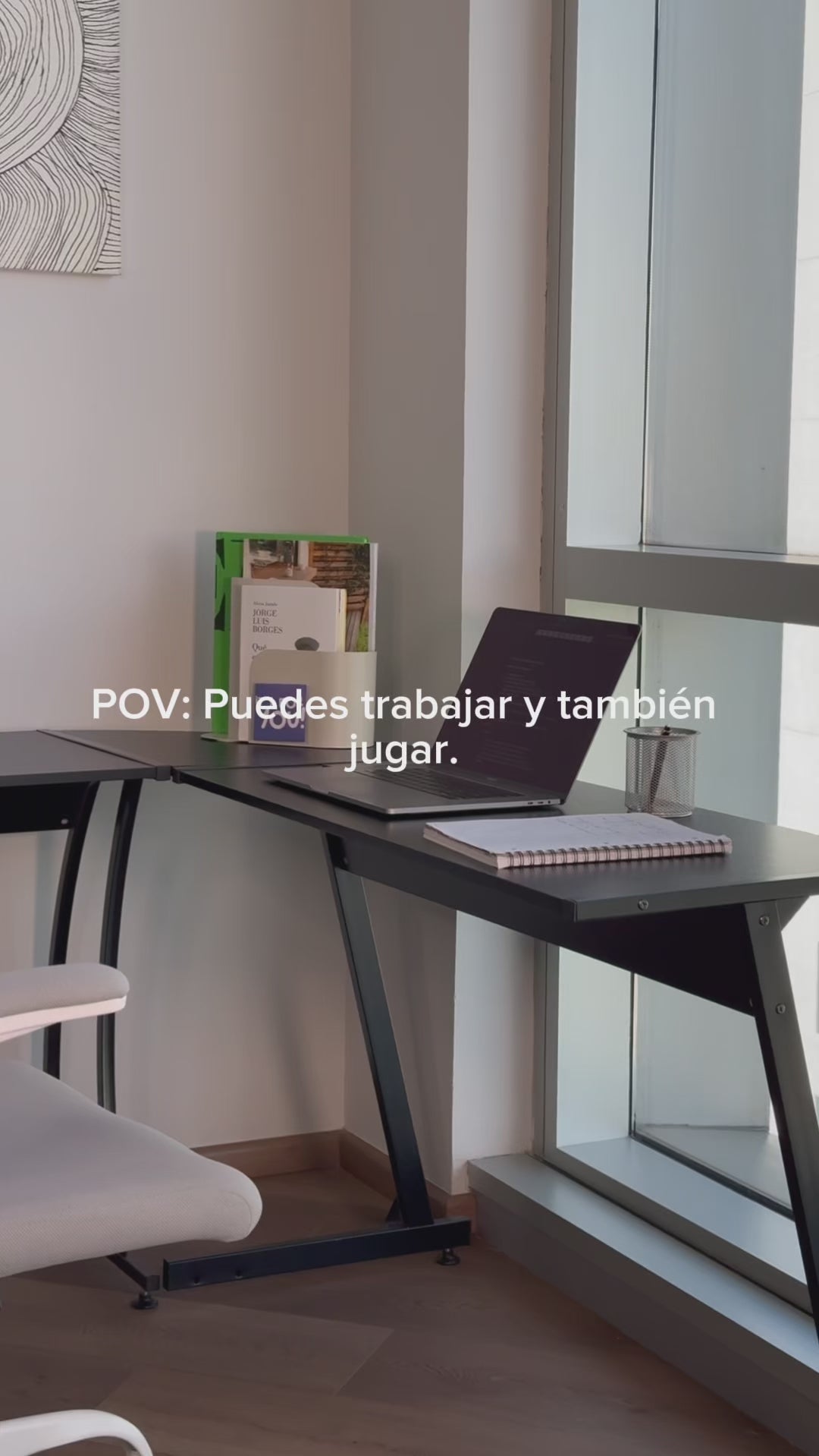 Escritorio de Computadora de Esquina en Forma de L Negro