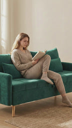Cyber Homemake ● Sofá de 2 Plazas con Espacio de Almacenamiento y Puerto de Carga (Verde)