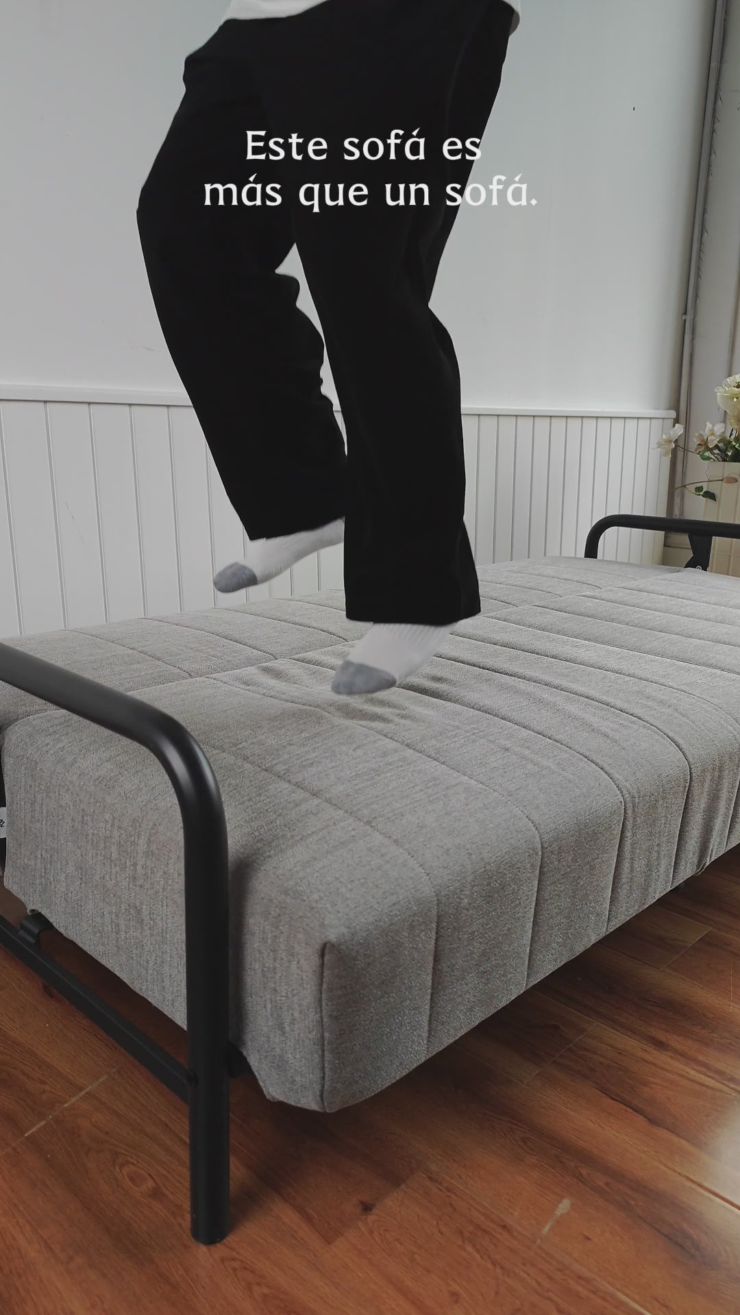 Sofá Cama Multifuncional: Tres ángulos Ajustables + Estructura de Muelles (Gris)