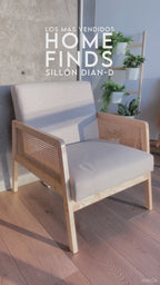 Sillón Moderno con Estructura de Madera de Ratán Juego de 2 (Beige)