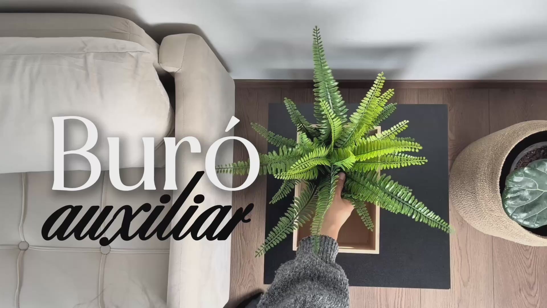 Burós Mesita de Noche Mesita Auxiliar con Cajón Extraíble de Bolsillo de Tela para Dormitorio y Salón Negro