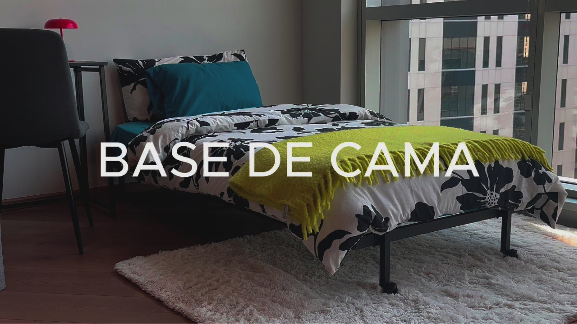 Estructura de Cama Individual Plegable y Movible sin Colchón, Ahorra Espacio Negro