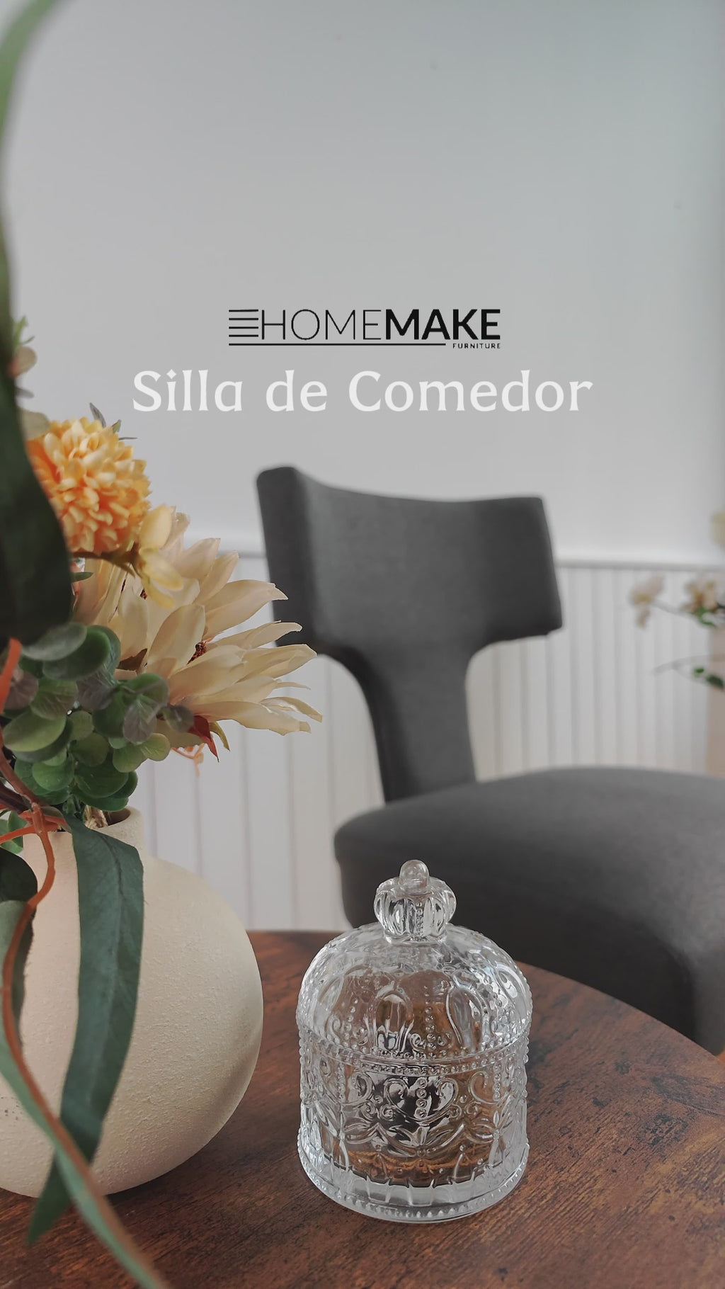 Silla de Comedor con Respaldo en T Estructura de Madera (Gris)