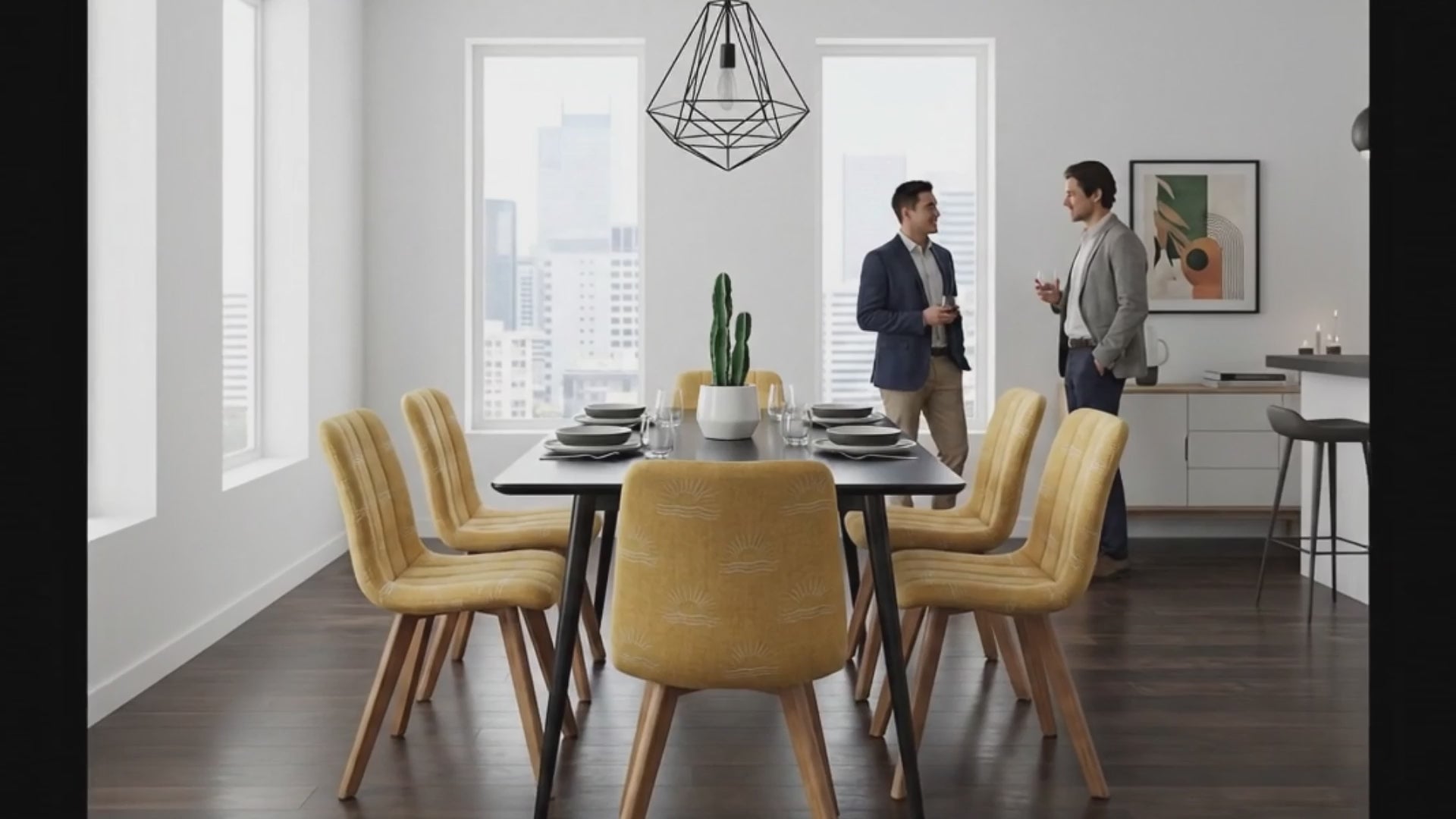 Cyber Homemake ● Silla de Comedor con Estampado de Sol y Mar Juego de 4 (Amarillo)