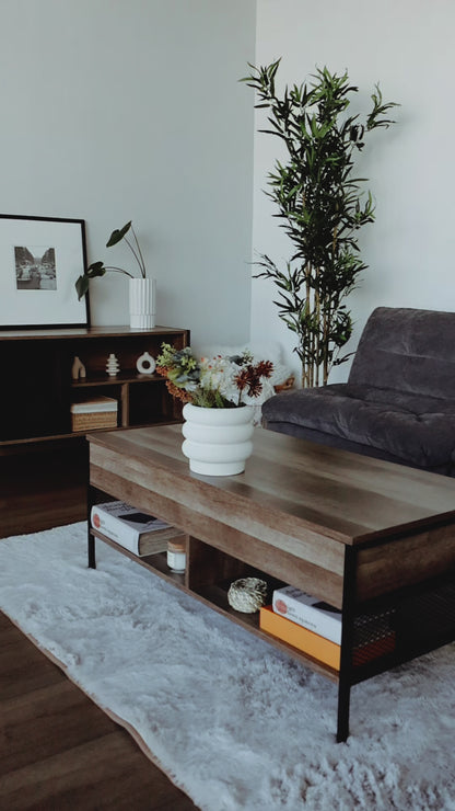 Mesa de Centro Elevable con Compartimento de Almacenamiento (Marrón)