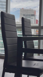 Silla de Comedor de Cuatro Piezas Diseño Simple sin Brazos y con Respaldo Alto Negro