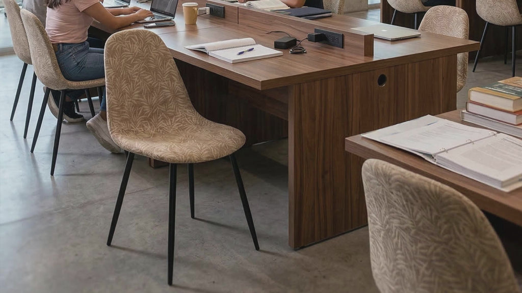 Cyber Homemake ● Silla de Comedor con Estampado de Hojas de Palmera (Beige)