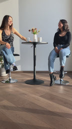 Mesa de Bar Redonda de 60 cm con Altura Ajustable y Base Cromada Giratoria Tubo Negro