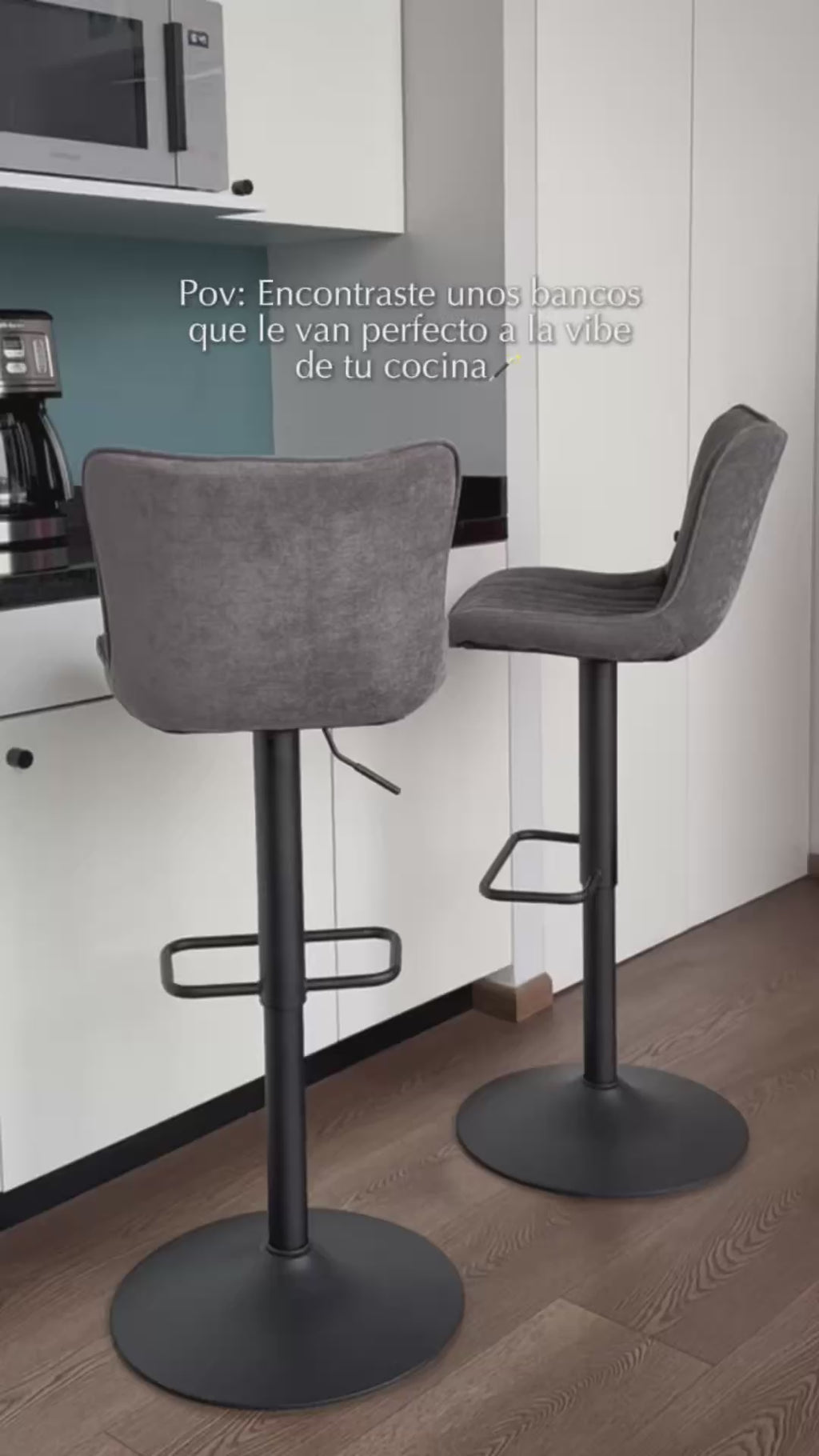 Taburetes de Bar Giratorios Ajustables Juego de 2 Piezas (Gris)