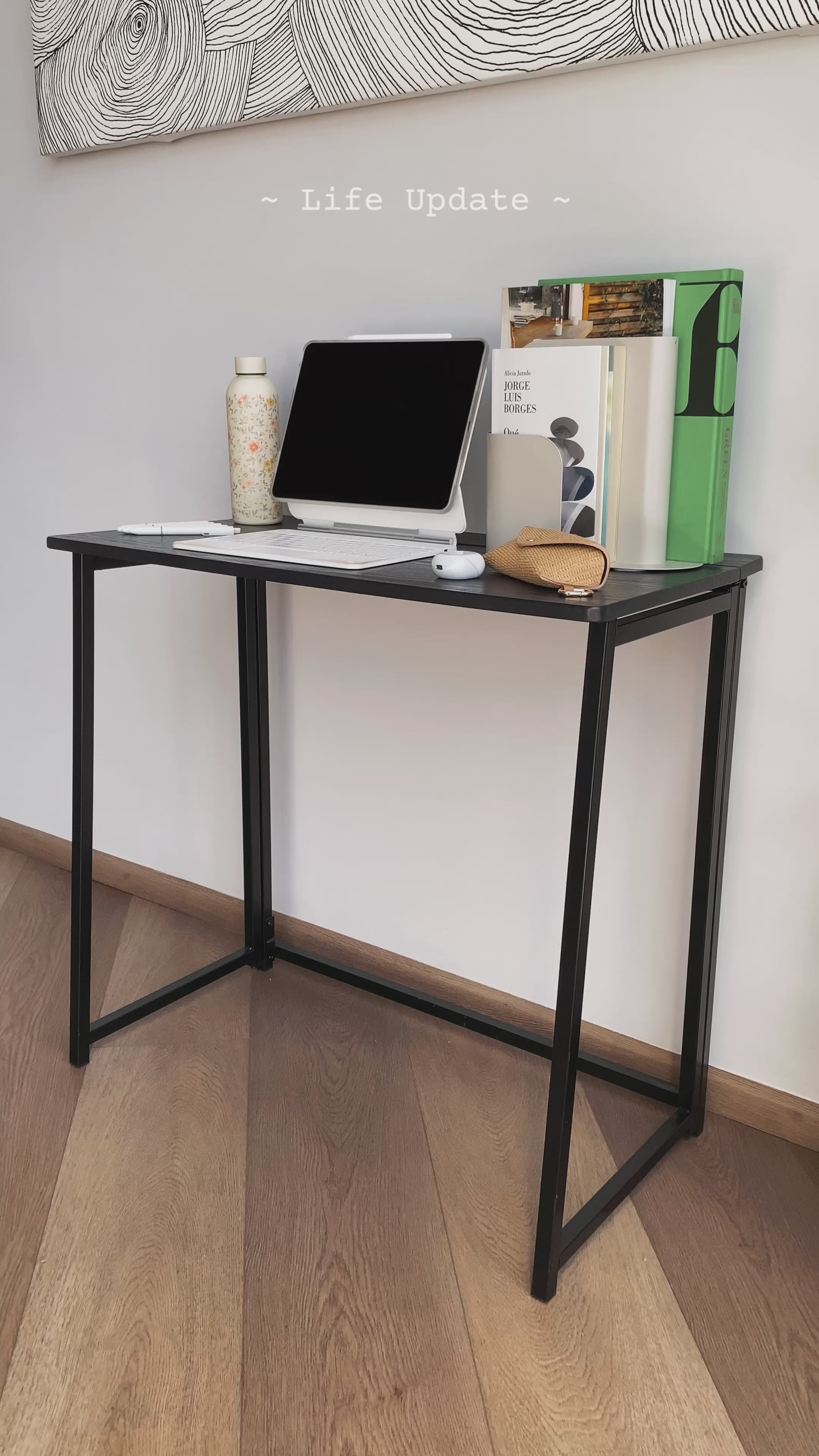 Mesa de Ordenador Plegable para El Hogar Ahorra Espacio 80 X 44 X 74 cm Negro