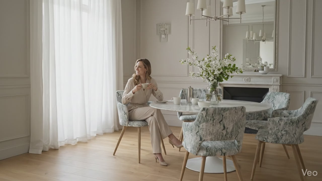 Cyber Homemake ● Silla de Comedor de Terciopelo Peludo con Patas de Madera (Blanco)