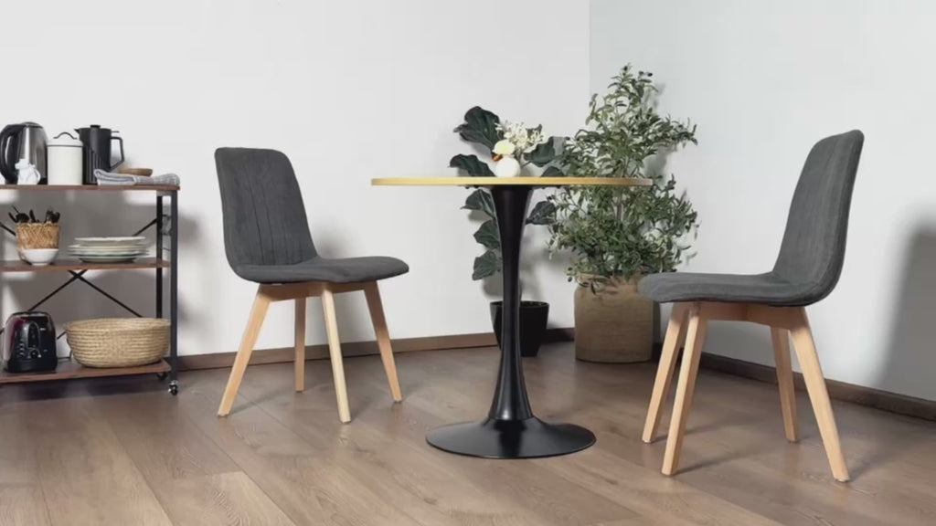 Juego de Sillas de Comedor Nórdicas de Madera - 2 Piezas (Gris)