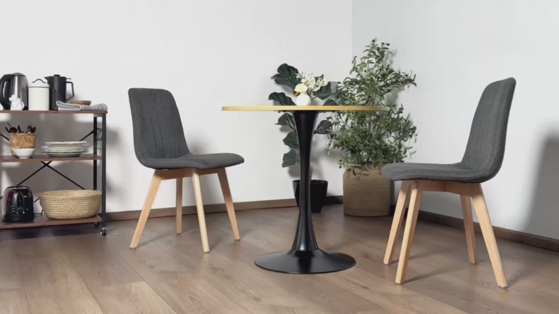 Juego de Sillas de Comedor Nórdicas de Madera - 2 Piezas (Gris)