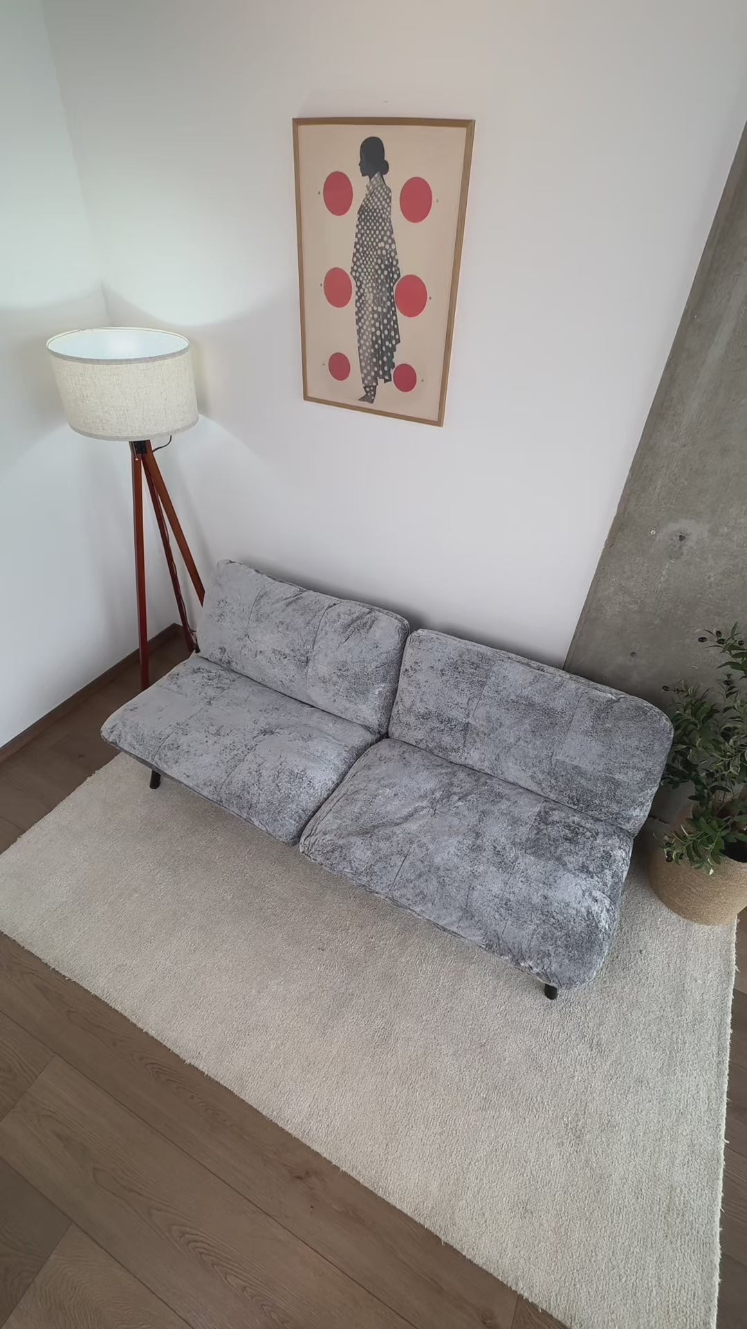 Sofá Cama para 2 Personas con Respaldo Doble Ajustable 120-180 Grados Para Sala de Estar y Dormitorio Lino Gris