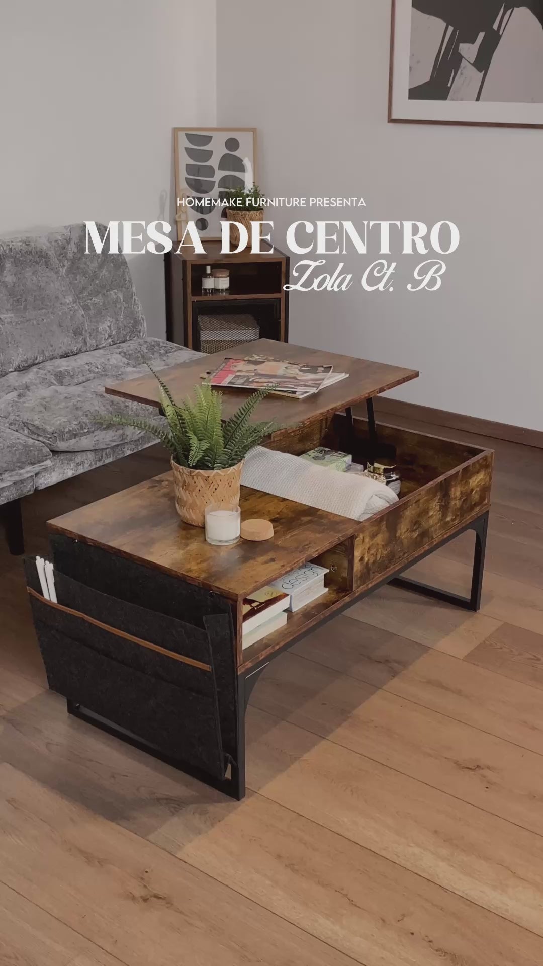 Mesa de Centro Elevable con Almacenamiento