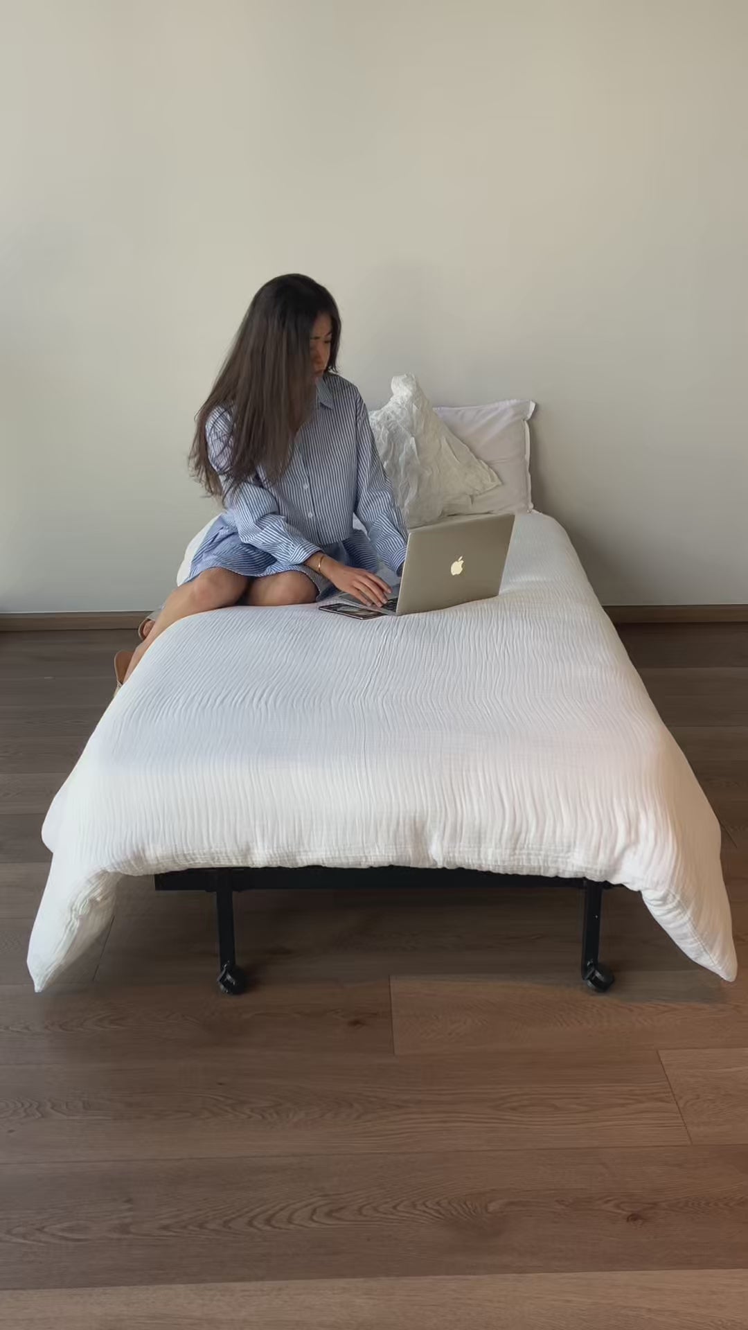 Estructura de Cama Individual Plegable y Movible sin Colchón, Ahorra Espacio Negro