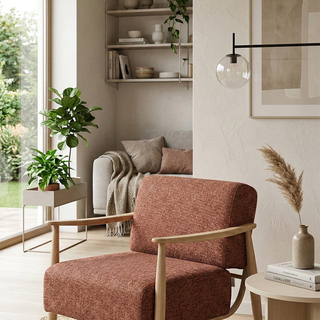Cyber Homemake ● Sillón de Diseño Moderno con Respaldo de Asiento con Sistema de Muelles (Rosa)