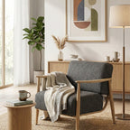 Cyber Homemake ● Sillón de Diseño Moderno con Respaldo de Asiento con Sistema de Muelles (Gris)