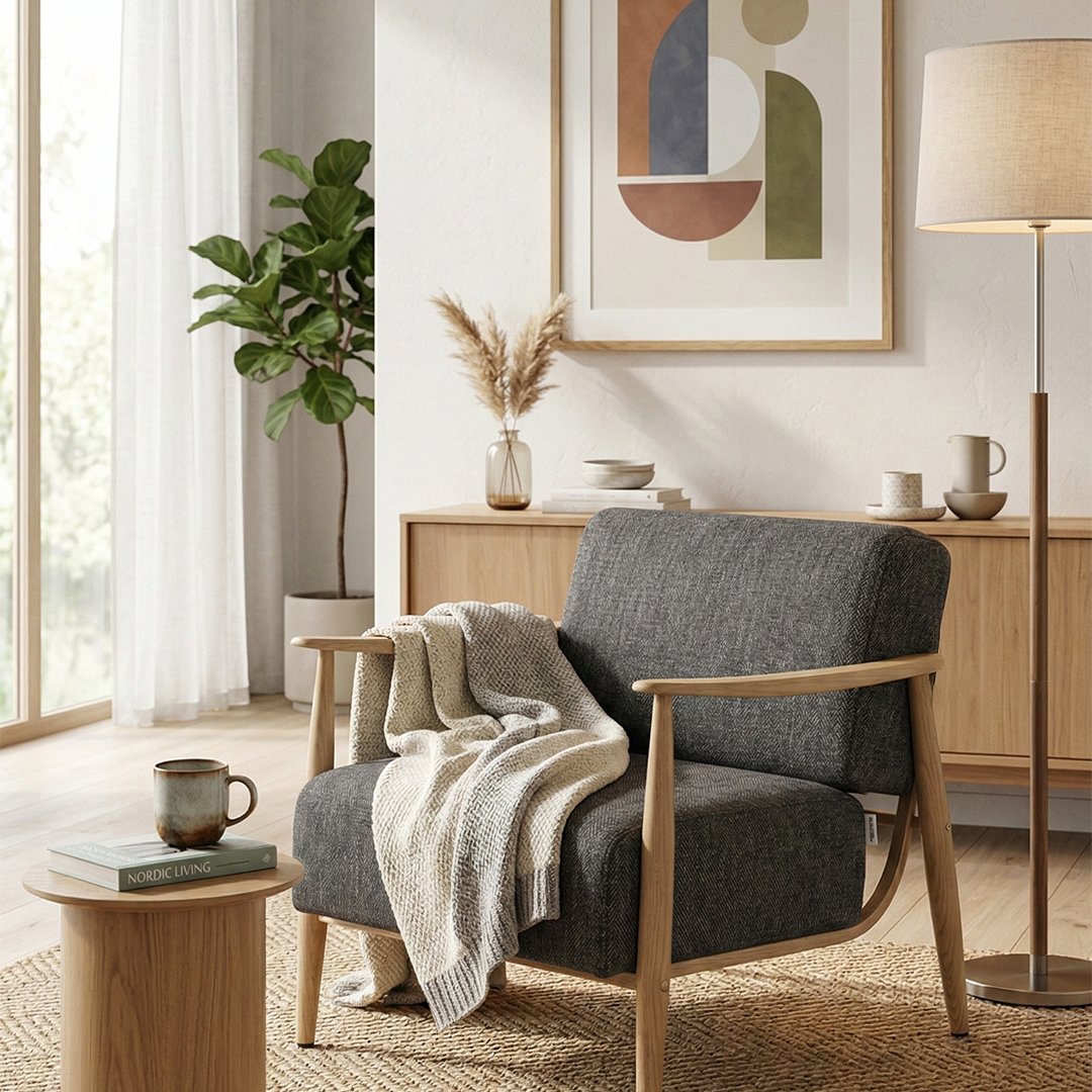 Cyber Homemake ● Sillón de Diseño Moderno con Respaldo de Asiento con Sistema de Muelles (Gris)