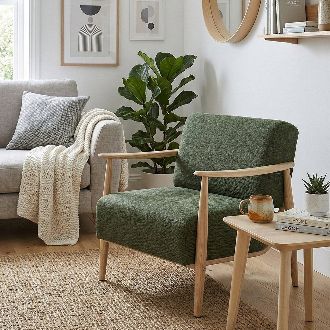 Cyber Homemake ● Sillón de Diseño Moderno con Respaldo de Asiento con Sistema de Muelles (Verde)