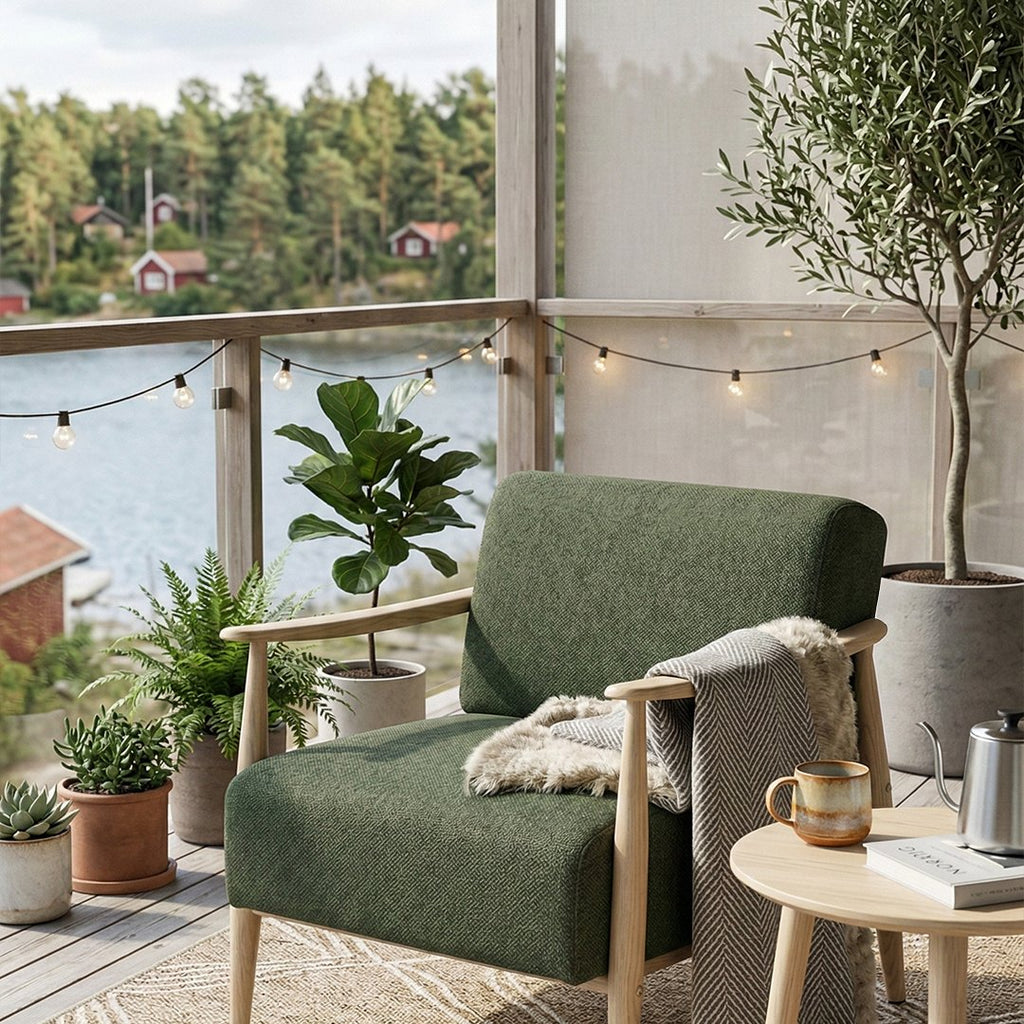 Cyber Homemake ● Sillón de Diseño Moderno con Respaldo de Asiento con Sistema de Muelles (Verde)